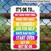2D Flat It's Ok To Be Yourself Rainbow Color Inspirational Quote Metal Sign - 8.0x12.0inch Aluminum Wall Art, Positive Mental Health Self Care