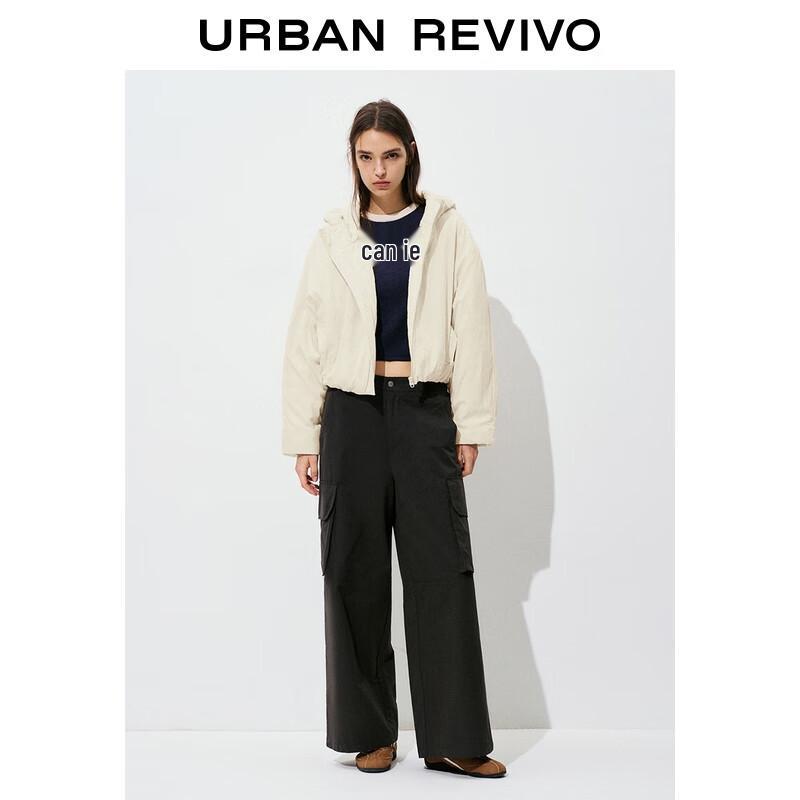 UR Women's Casual Pleated Hooded Short Jacket