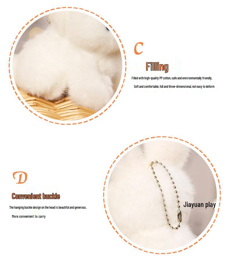 Adorable White Rabbit Plush Toy: Cute Cartoon Rabbit Doll Pendant