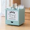 360-degree Rotating Desk Calendar Pen Holder Cute Cat Desktop Stationery Organizer Multi Functional Desk Calendar