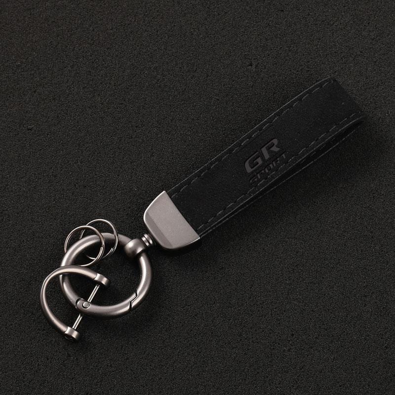 Suede Leather Car Keychain Key Rings Custom Gift 3D imprinting For Toyota GR GAZOO RACING Toyota Yaris Hilux Corolla Prius Car