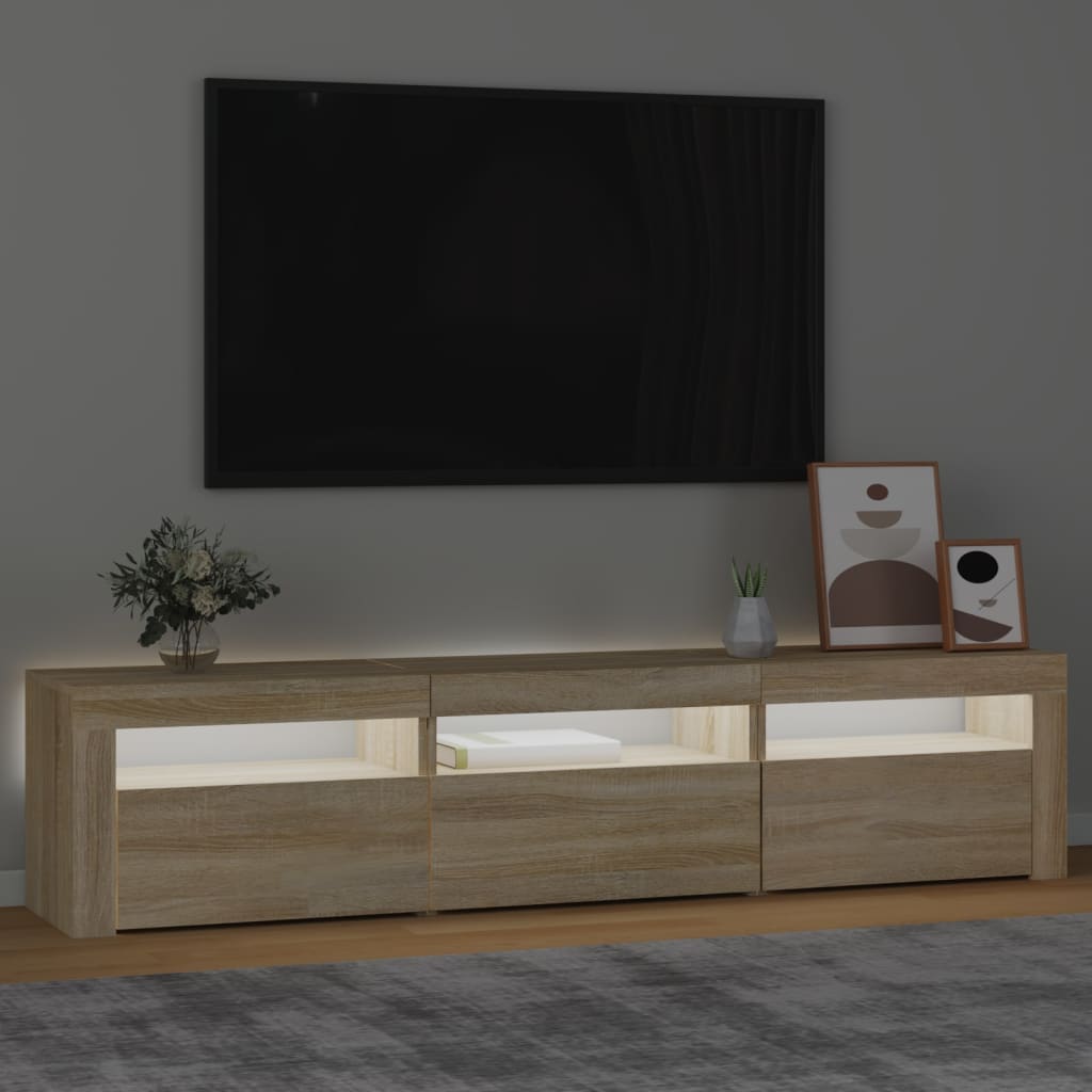 Vidaxl Szafka Pod Tv Z Oświetleniem Led, Dąb Sonoma, 180X35X40 Cm