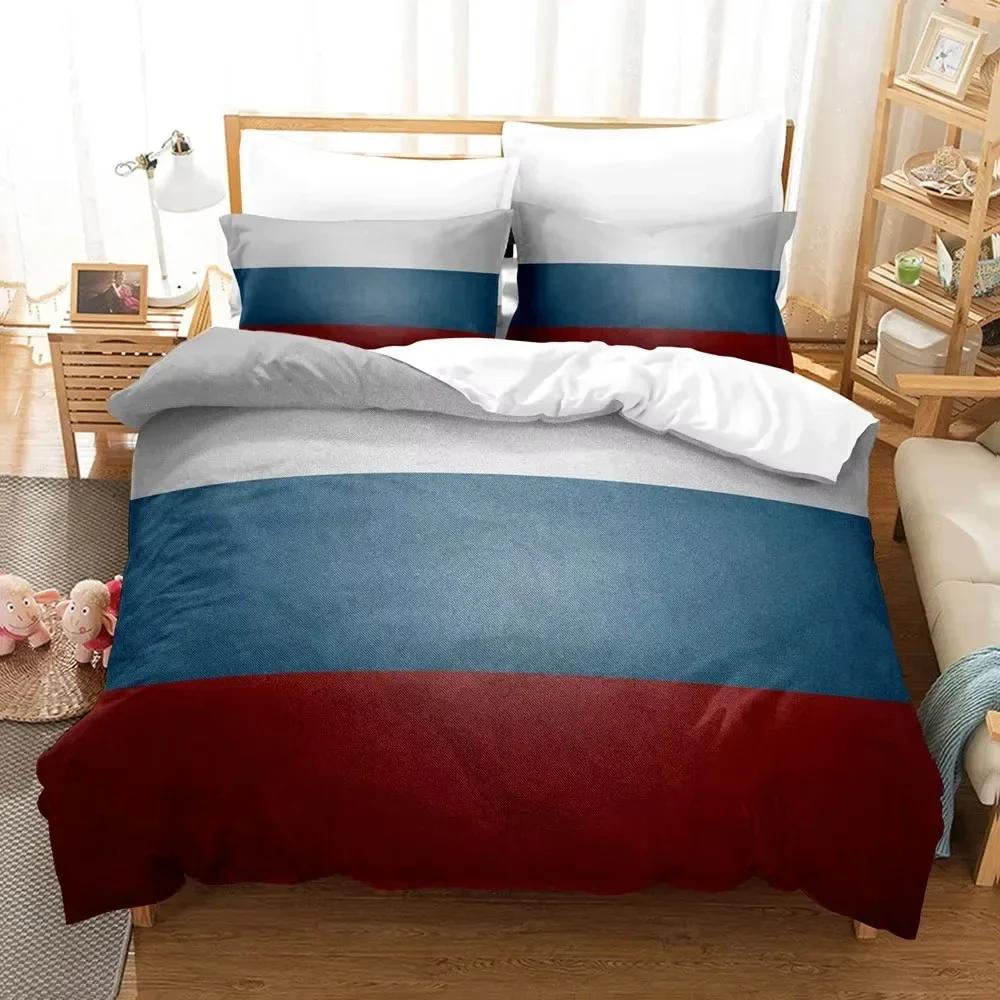 New 3D Print Russian Flag Comfortable Duvet Quilt Cover Pillowcase Bedding Set Children Bedroom Decoration Home Textile
