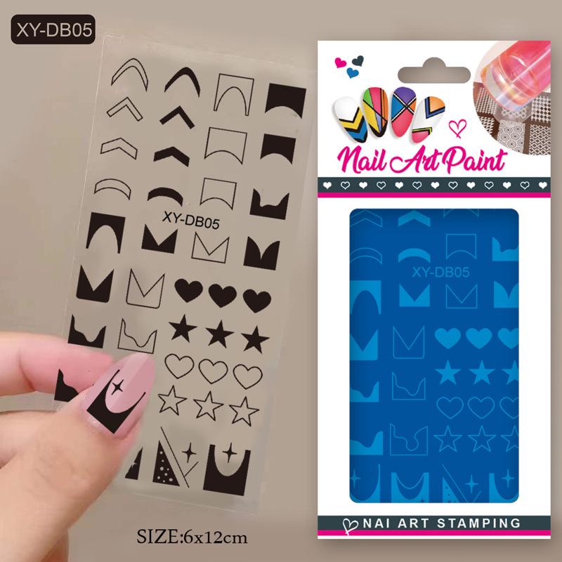 Multi-Style French Nail Art Stamping Plate with Transparent Film