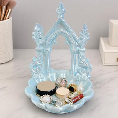 Pearlescent Texture Jewelry Tray, Gothic Retro Arch Design Jewelry Organizer, 3D Printed Storage Box for Rings Earrings Bracelets