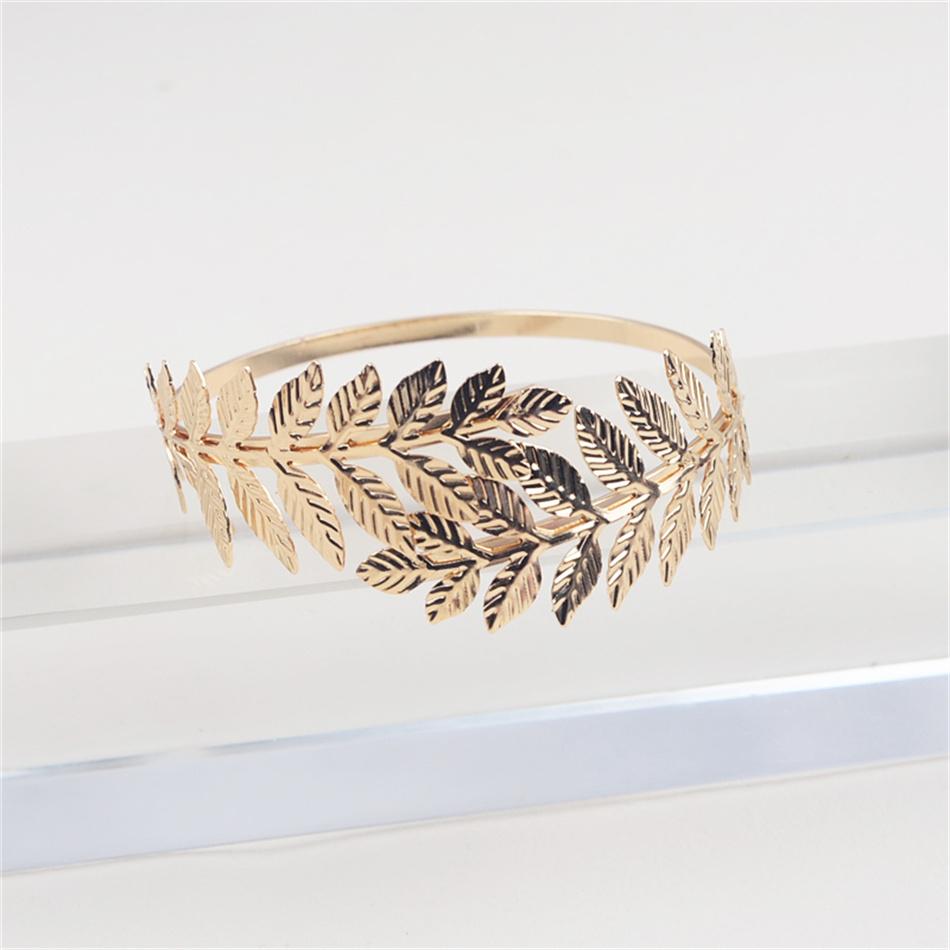 Metal Leaf Open Arm Ring Punk Personality Wide Cuff Bangles Girl Jewelry Simple Exaggerated Geometric Pulseras