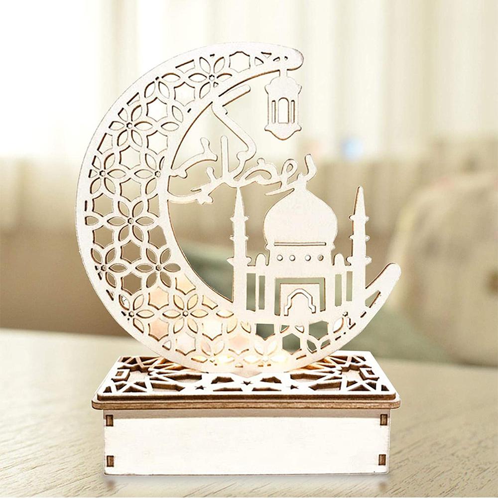 DIY Ramadan Eid Wooden LED Lights for Ramadan Outdoor Home Mubarak Decorations