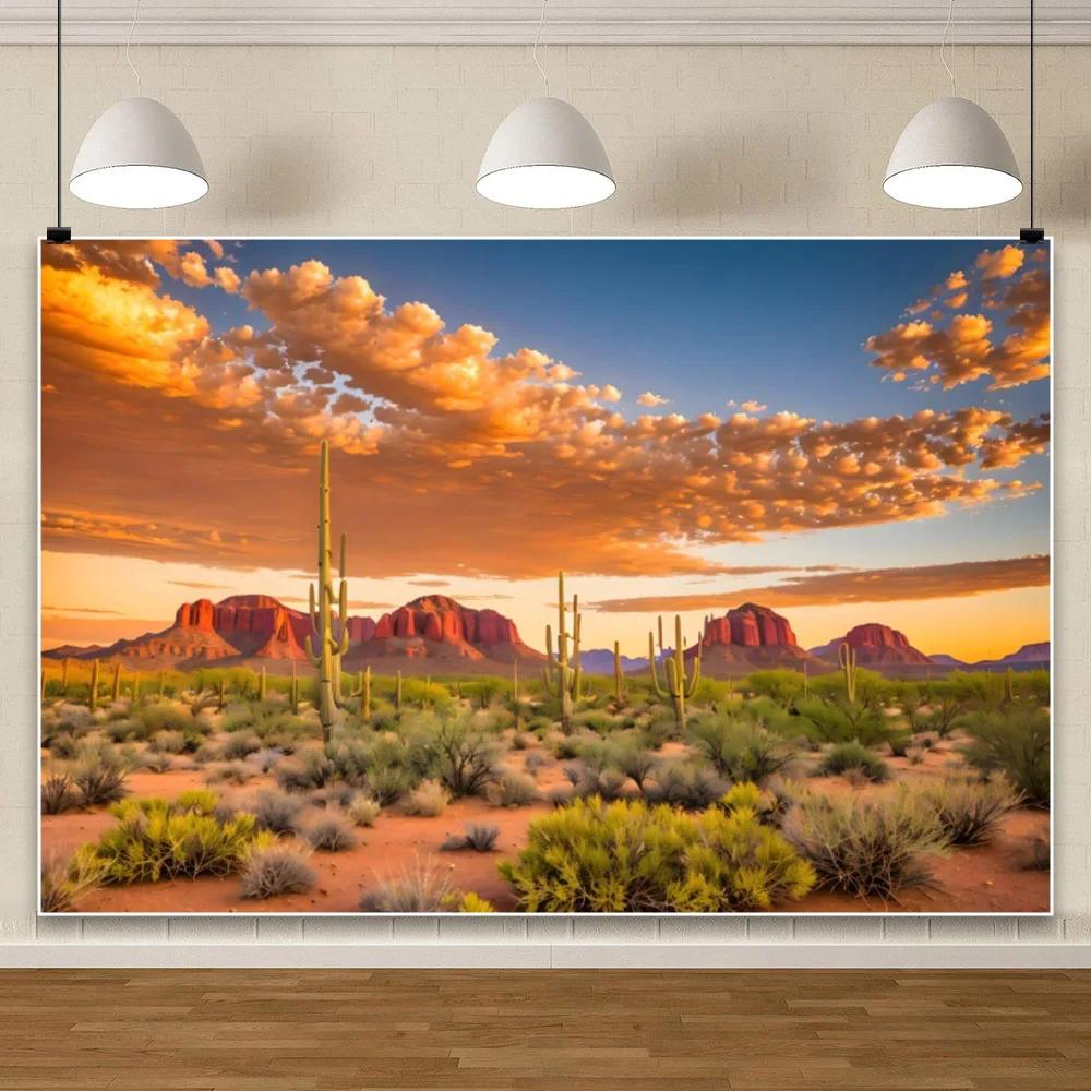 Desert Landscape Rocky Mountains Photography Background Reptile Habitat Immortal Palm Sun Oasis Natural Background Poster