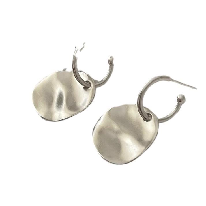 Korean-Style Pleated Round Earrings - Minimalist Blogger Fashion
