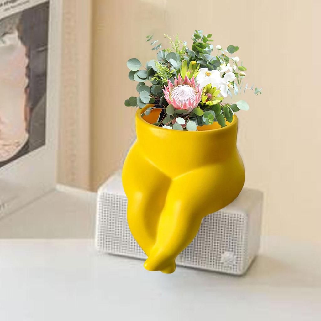 Resin Body Form Flower Pot Vase Versatile for Fireplace Decor, Decorative Minimalist Desk Edge Ornament