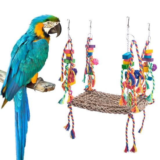 

Гамак для попугаев, устойчивый к укусам, устойчивый к жеванию, износостойкий, креативный, для отдыха, игры, декоративной, для кормления птиц, настенная игрушка, качели для клетки