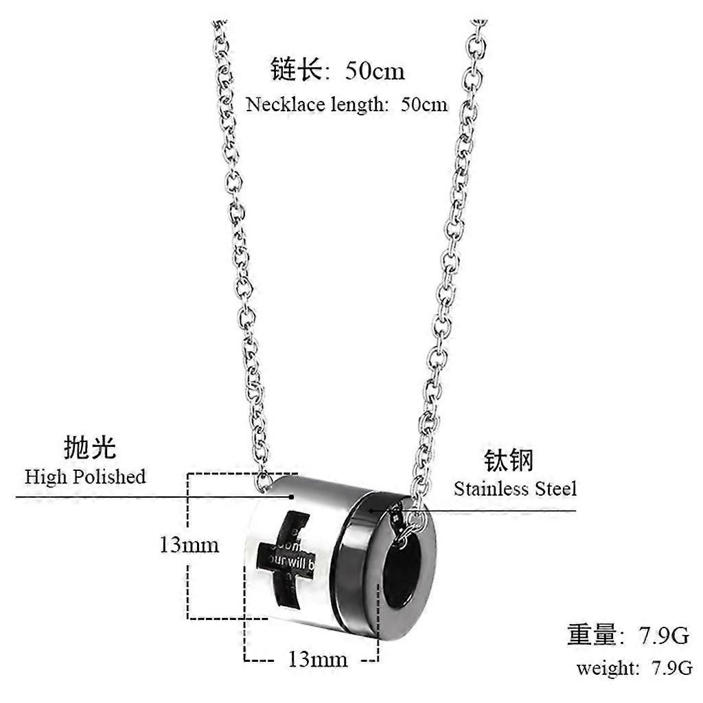 4xStainless Steel Charm Cross Pendant Necklace with Bible Verse Lord Prayer 1