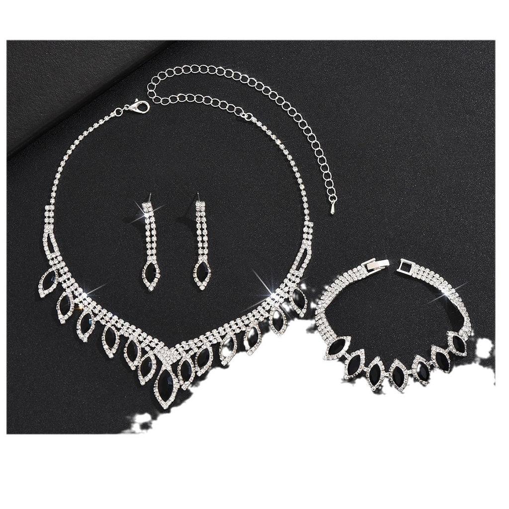 European & American Fashion Bridal Jewelry Set: Earrings, Necklace, Bracelet