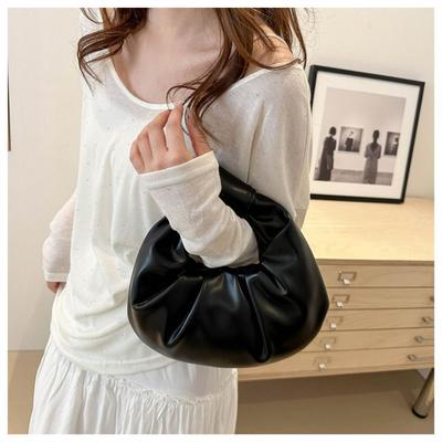 Simple PU Leather Shoulder Bags Lightweight Large Capacity Handbags Solid Color Totes for Women Girls