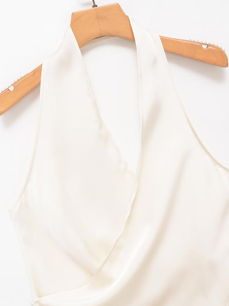 European and American style, new women's clothing, versatile silk satin texture neck collar top 2337/051