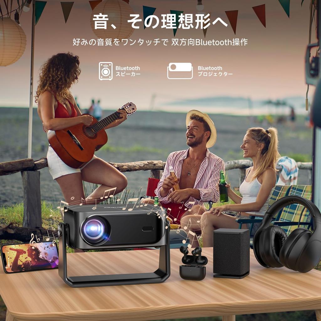 iSinbox 2025 Compact Ceiling Projector with 1200 ASNI High 1080P 4K 6D 6P Automatic Keystone Bidirectional Bluetooth Large Portable for Living