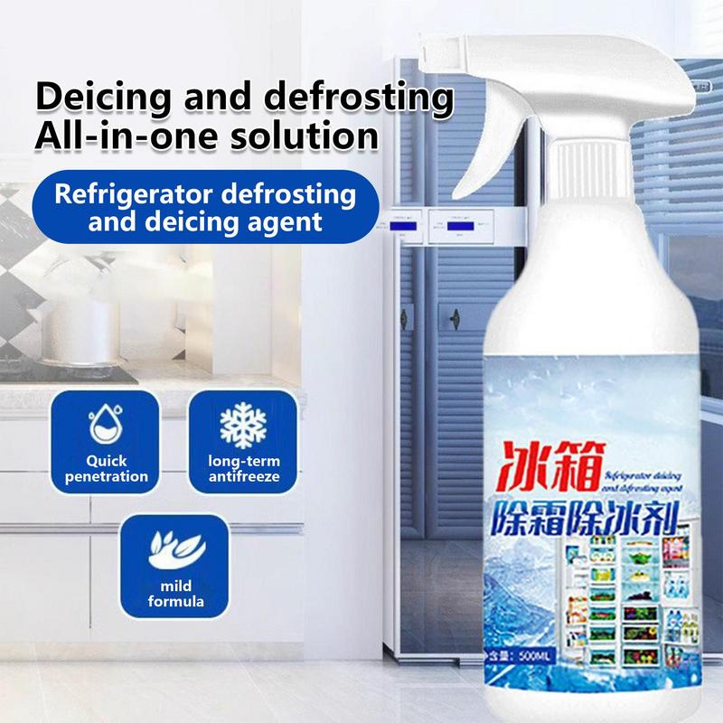 Fridge Freezer De-Icer Spray 500ml Refrigerator Defrosting Deicer Refrigerator Cleaner Solution Food Grade Liquid Descaler