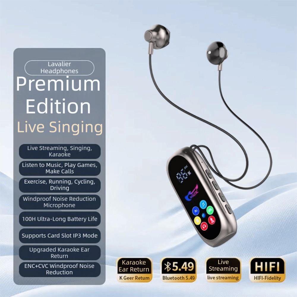 Noise Reduction Bluetooth Headphones Color Screen Wireless Earbuds Clip-On Earphones  Indoor Use