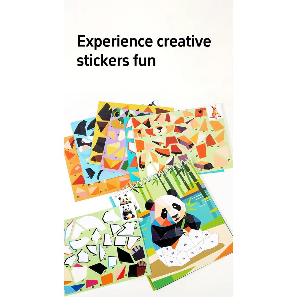 3D Geometry Collage Sticker Book Handmade Cartoon Animal Traffic Sticker Puzzle Toys Enhance Focus Training Enlightenment Gifts