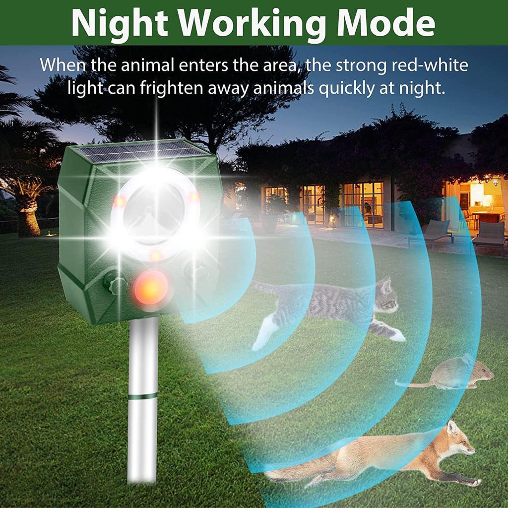Ultrasonic Dog, Bird, and Mouse Repeller: Solar-Powered, Waterproof, USB Charging, with Voice Feature