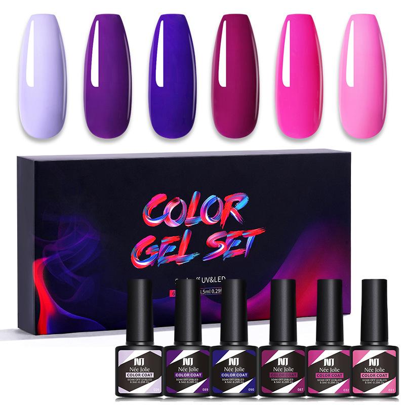 Nail Polish Glue Kit, Nail Art 6Pcs Box Barbie Glue, Nail Color Glue Phototherapy Glue
