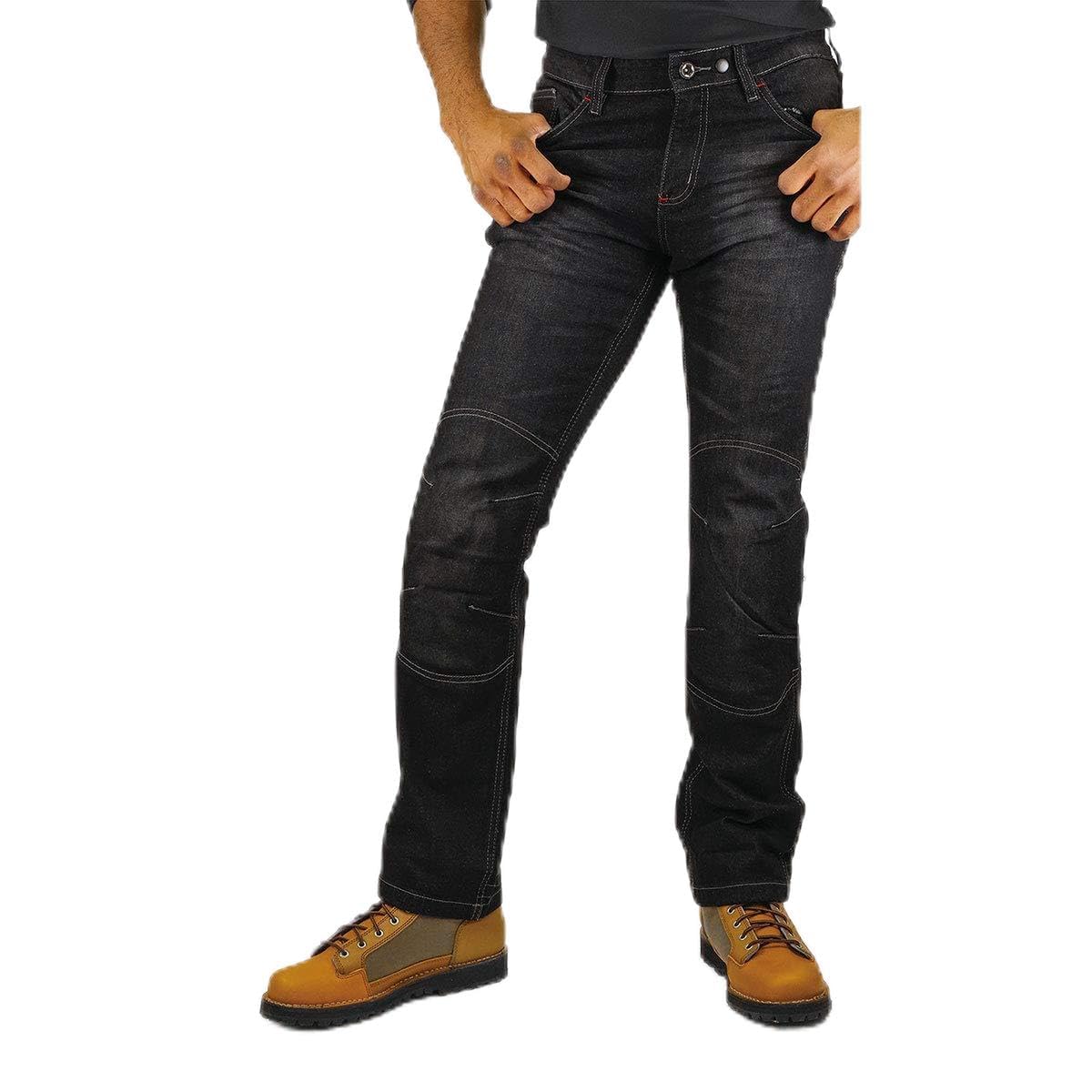 

KOMINE WJ-7323R Мотоциклетные джинсы с наколенниками CE уровня 2, эластичный деним, мужские L черный чёрный