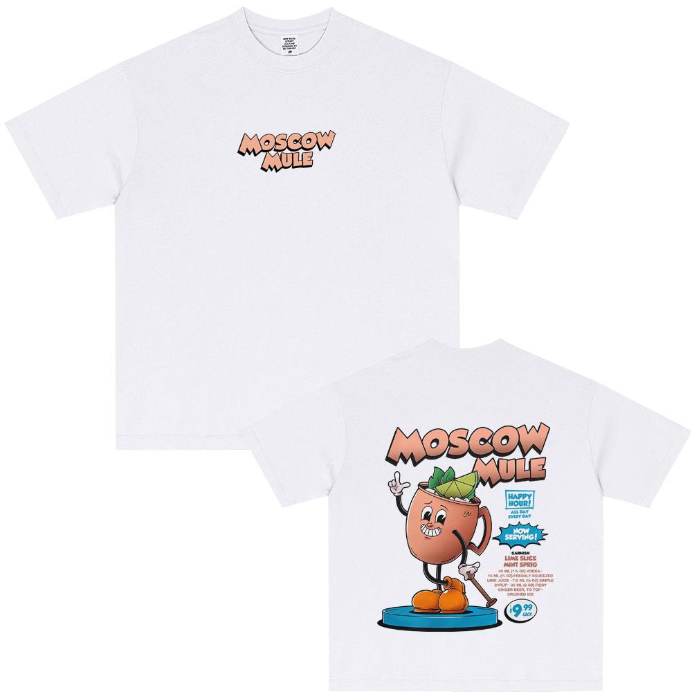Moscow Mule Cocktail Lover Funny Meme T-shirt Men Women Clothing Casual Oversized Short Sleeve Tees Men's Cotton Vintage T Shirt