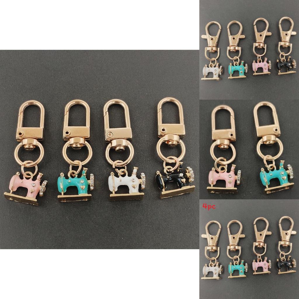 Modern Sewing Machine Glass Keychain With Alloy Pendant For Gift Giving And Daily Use