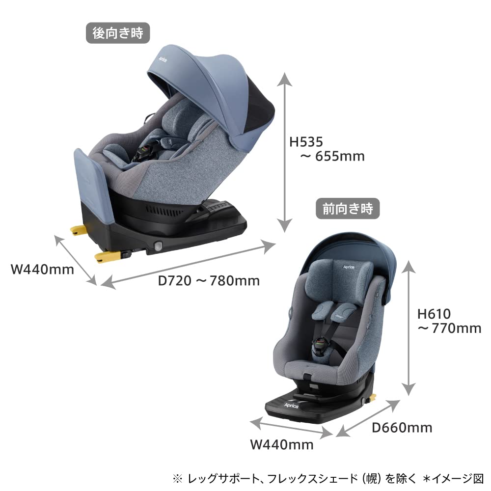 Aprica Kururilla Plus Light Child Car Seat, ISOFIX Mount, Rotating, R129 Compliant, for Newborns To Ages 4, Owl Navy [2023 Model], Part Number 2187085