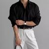 Men's Black Vertical Stripe Long Sleeve Shirt - High-End Casual Business Style, Iron-Free, Button-Down.