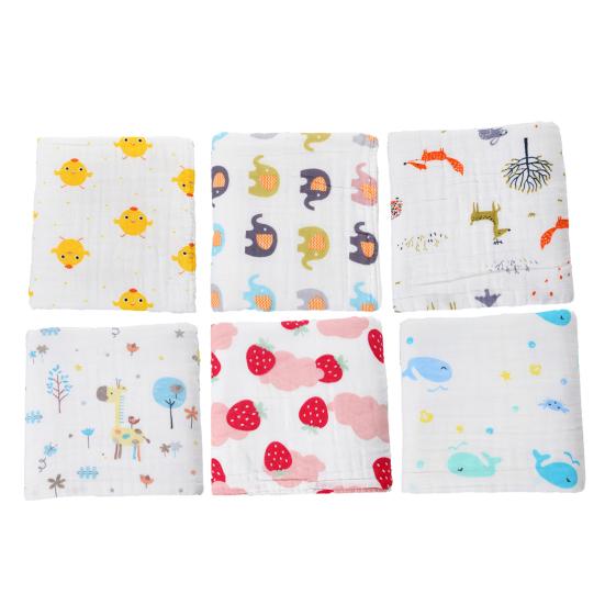 Cotton Towel Smooth Quick-dry Long Square Six-layer Baby Cotton Square Towel for Home