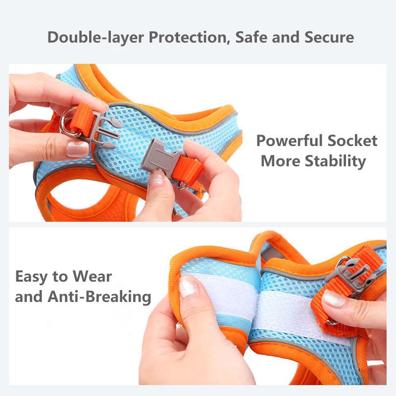 New Pet Dog Harness Outdoor Reflective Breathable Dog Traction Rope Durable Adjustable Walking Harness for Small Medium Pets