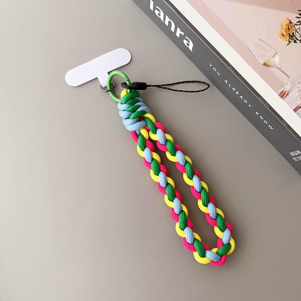IN Korea Universal Braided Short Mobile Phone Lanyard Strap Hanging Chain Ring Cord with Patch Wrist Strap Cell Phone Detachable