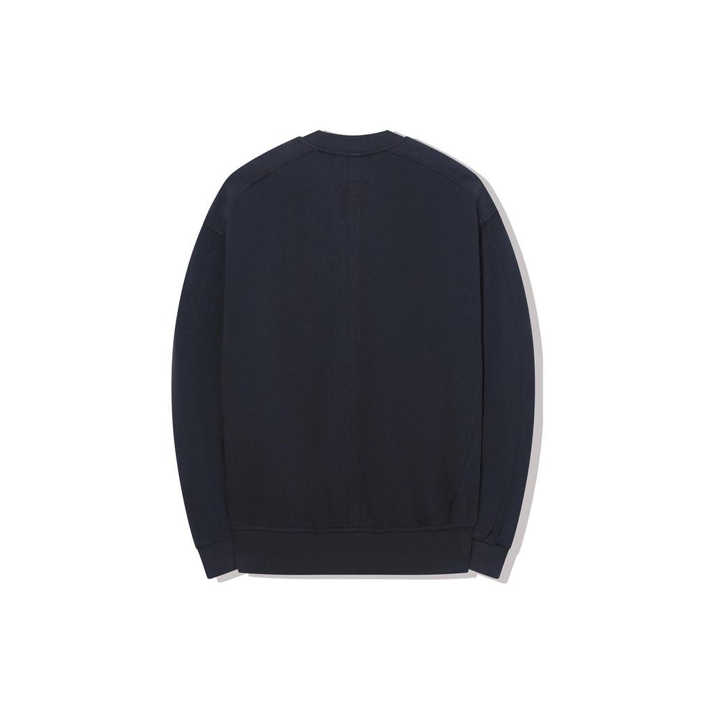 Li Ning X Jackie Chan Collaboration Kung Fu Series Solid Color Crew Neck Pullover Sweatshirt Men Sweatshirt Charcoal-Black AWDT671-1