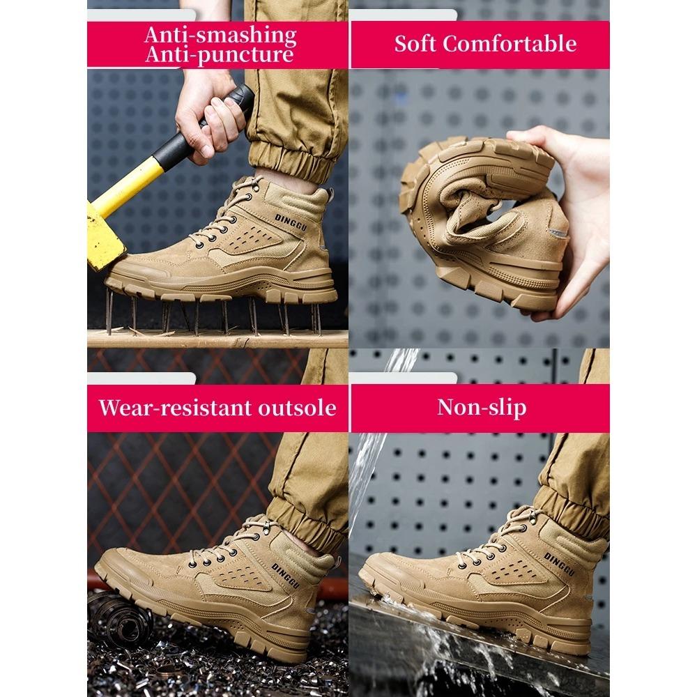 Safety Boots Men Electric Welder Indestructible Steel Toe Shoes Protective Work Boots Anti-smash Anti-puncture Work Safety Shoes