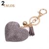 Women Romantic Key Chain Love Heart Shape Crystal Stone Tassels Bag Charms Keyring Trinket