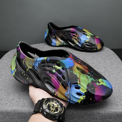Coconut Hole Shoes Summer Kanye Style Splashing Ink Beach Shoes Platform Soft Sole Shoes Platform Casual