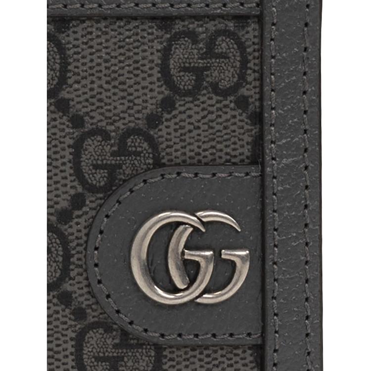 Gucci Ophidia Double G Logo Flap Wallet Men Wallets Gray Black 732016-UULBN-1244