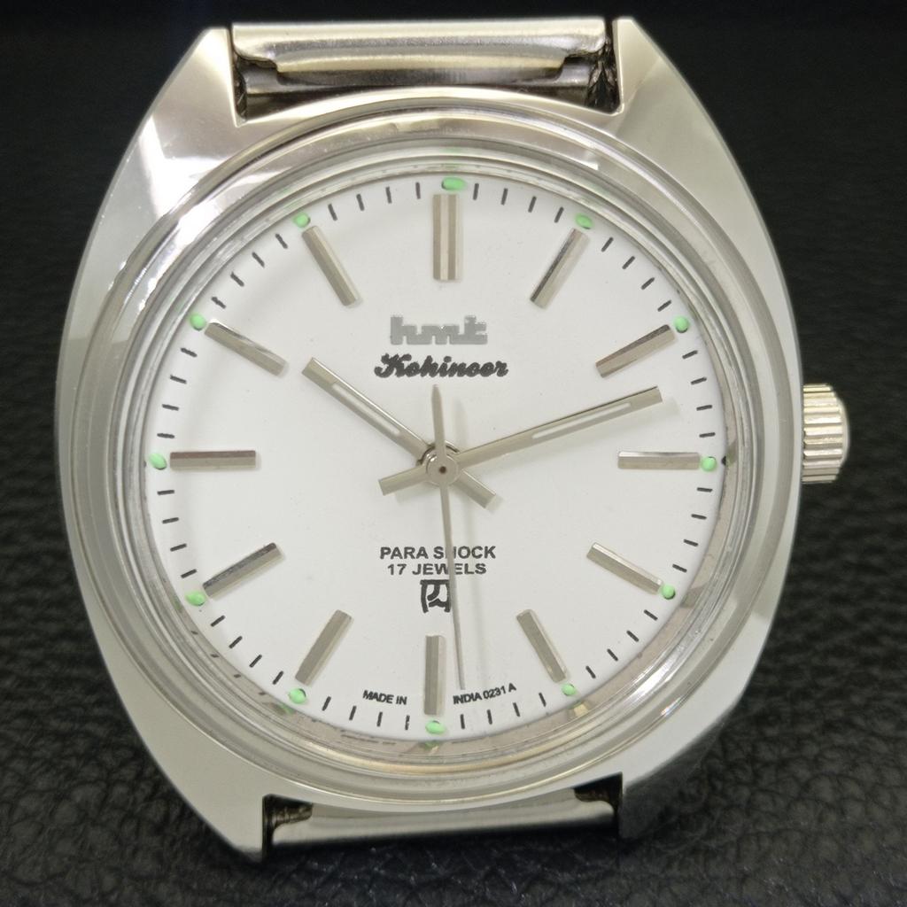 VINTAGE HMT KOHINOOR HAND-WINDING INDIAN MENS WHITE COLOR DIAL WATCH a440940-4 HT-a440940