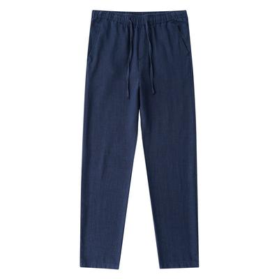 Casual Cotton Linen Chino Pants Men Wide Leg Lightweight Baggy Cotton Sweatpants Male Walking Jogger Trousers Elastic Drawstring Straight Trousers