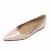 French Temperament Pointed Single Shoes Women Shallow Mouth Spring and Autumn Women Rivet Patent Leather Evening Breeze Gentle Flat Bottom Large Size