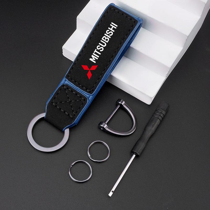 

New Suede Leather Anti-Lost Car Key Chain Pendant Buckle For Mitsubishi Eclipse Lancer Outlander Pajero ASX Colt Space Triton Ex
