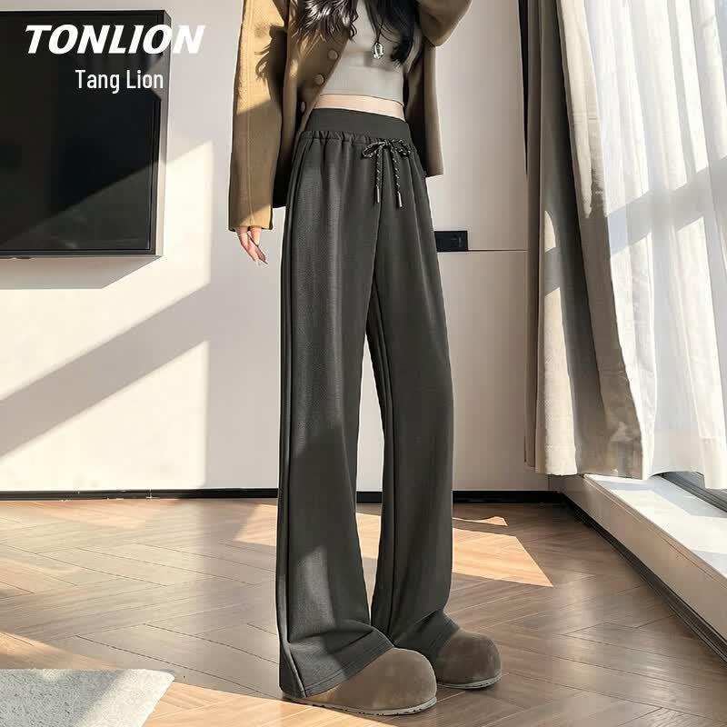 TonLion Women's High-Waist Straight Micro-Flared Pants