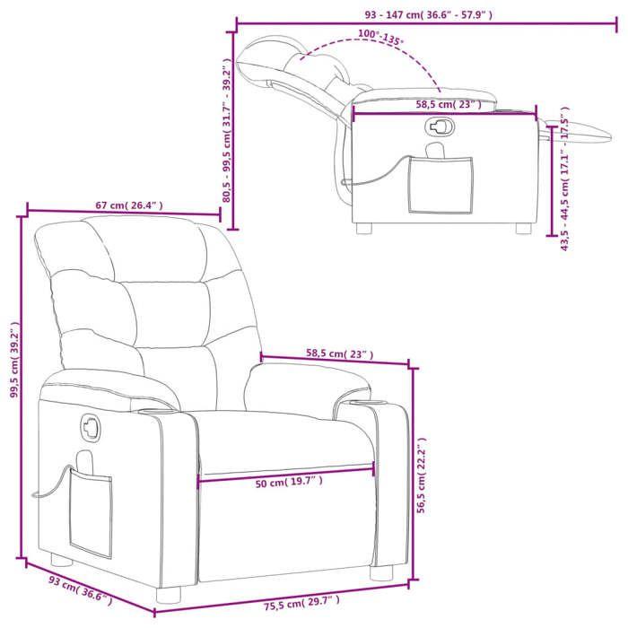VidaXL Reclining Massage Armchair, Chair with Footrest, Seat with Backrest and Armrests Living Room, Modern, 374161