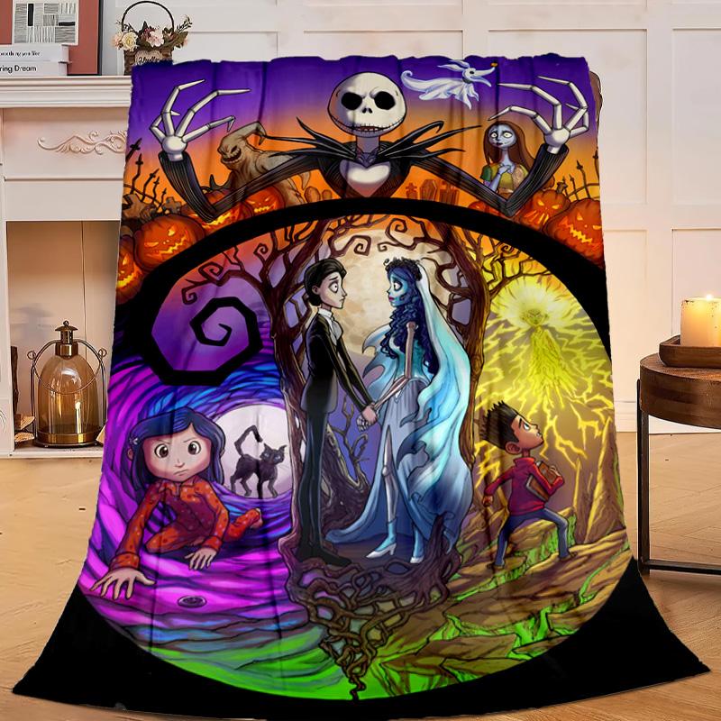 1PC Moonlit Mystery Cora-line Flannel Blanket Gift, Suitable for Both Men And Women, Soft Ideal for Beds And Sofa, Birthday Or Christmas Gift