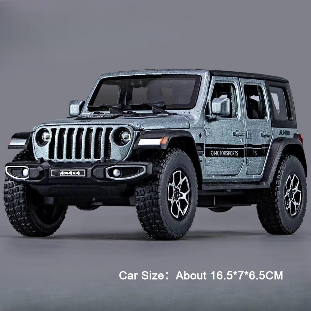 1:32 Wrangler Rubicon Model Toy Alloy Diecast Car Doors Opened Sound Light Pull Back Miniature Off-road Vehicle Kid Holiday Gift