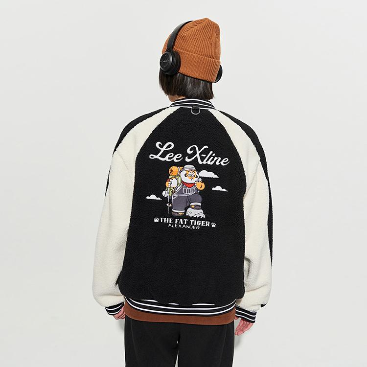 Lee X I Am Not A Fat Tiger Series FW23 Comfortable Faux Lamb Wool Zipper Cotton Jacket Unisex jackets Black LUT007210204202K11000