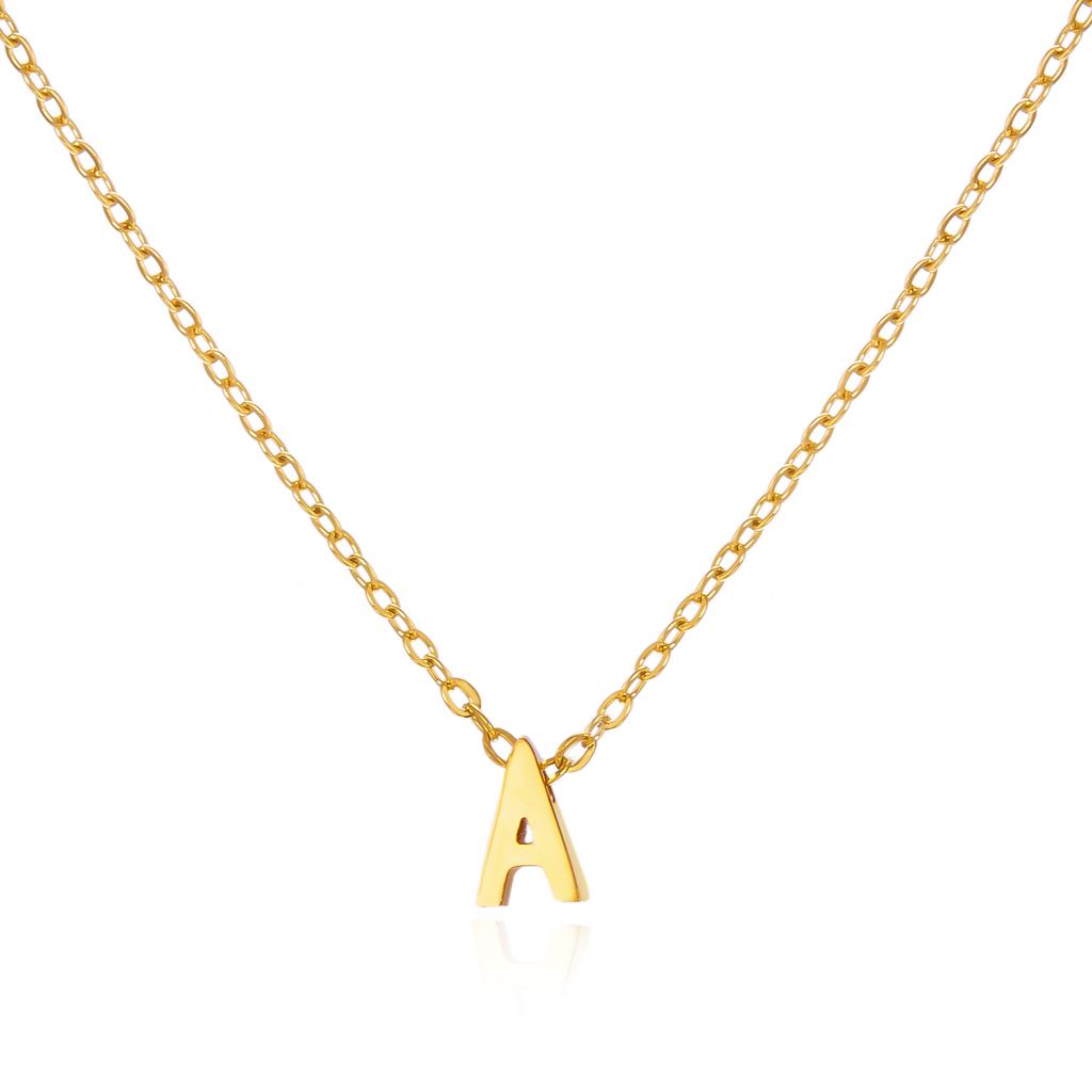 Simple Stainless Steel A-Z Initial Letter Necklaces for Women 26 Alphabet Pendant Clavicle Chain Choker Birthday Party Jewelry