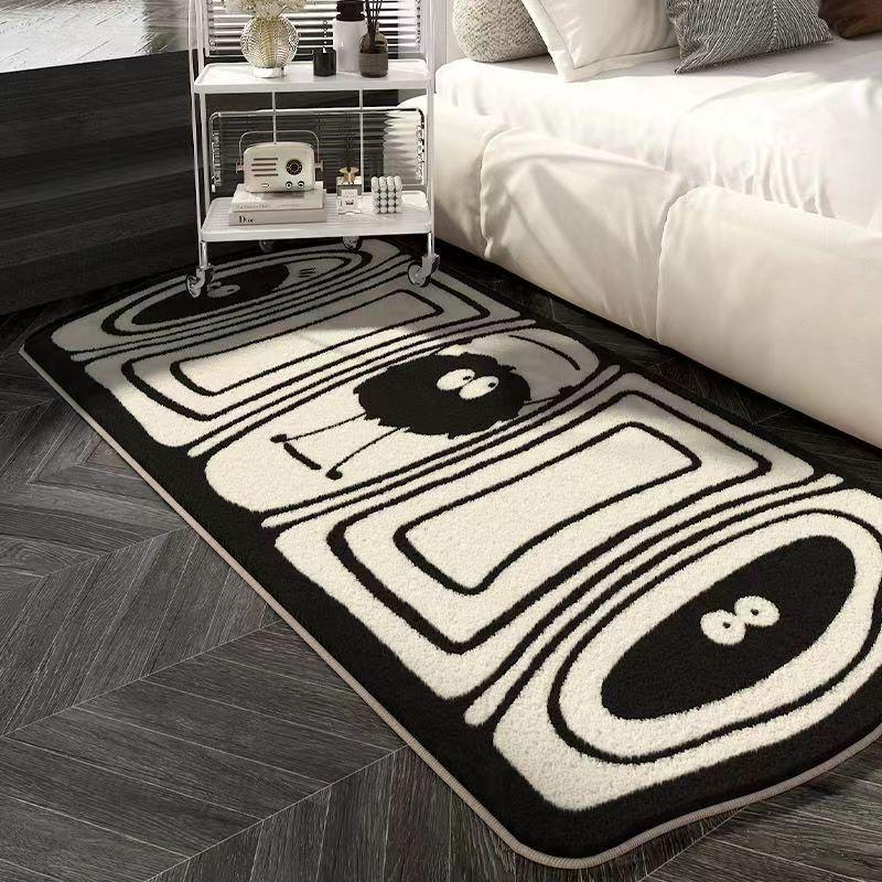 Celebrity Style Faux Cashmere Bedside Rug: Winter Bedroom, Thick, Dirt-Resistant, Non-Slip, Irregular Shaped.
