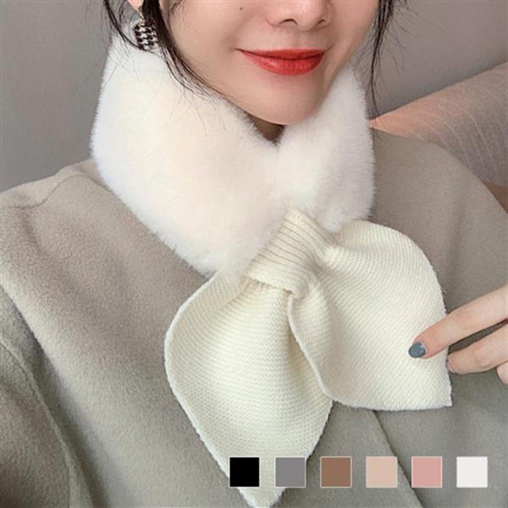

Women s Plain Ribbon Petite Fur Muffler SD-221068